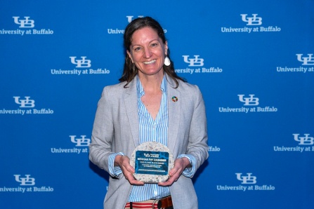 VP Hubbard handing award to Jessica Mahar. 