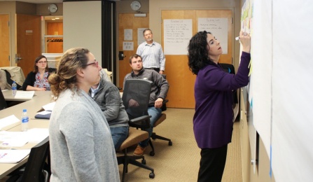 TCIE instructor Julie Stiles leads an activity during a Value Stream Mapping class. 
