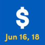 Dollar sign with June 16 and 18 date. 