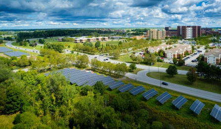 Solar panels on UB's North Campus. 