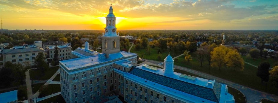 Hayes Hall at sunset.