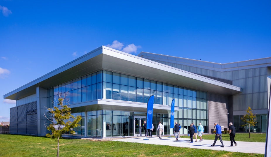 Exterior photo of the Brittany Murchie Mulla Sports Performance Center. 