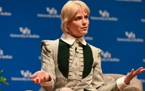 Zoom image: &quot;Legally Blonde&quot; actress, Selma Blair, speaking at the Center for the Arts on March 15, 2023. 
