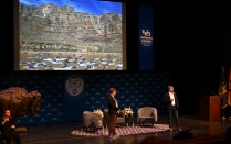 Zoom image: Videographer, Pete McBride, and Adventure-Writer, Kevin Fedarko, present "Into the Canyon: Between River and Rim" at the Center for the Arts on Nov. 11, 2025. 