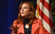 Zoom image: Former White House CIO and Cyber Security CEO, Theresa Payton, at Broadview Arena on Oct. 18, 2017. 