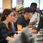 students working at the CIT Computing Stations on North Campus. 