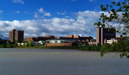 Lake LaSalle, Baird Point and various buildings on UB's North Campus. 