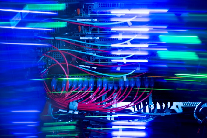 A colorful confusion of server wires. 