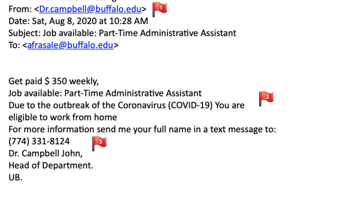 Email Job scam targeting UB. 