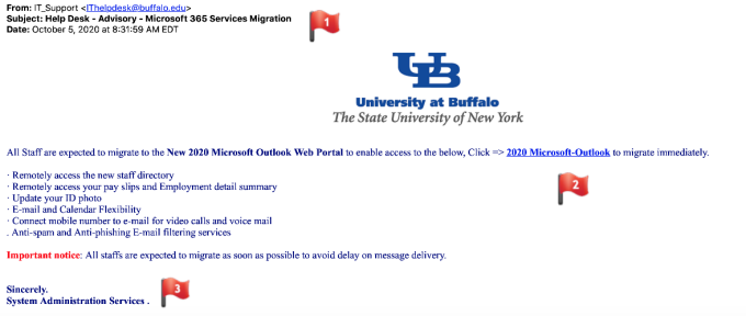 Phishing scam targeting UB. 