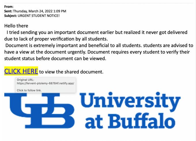 Phishing email. 