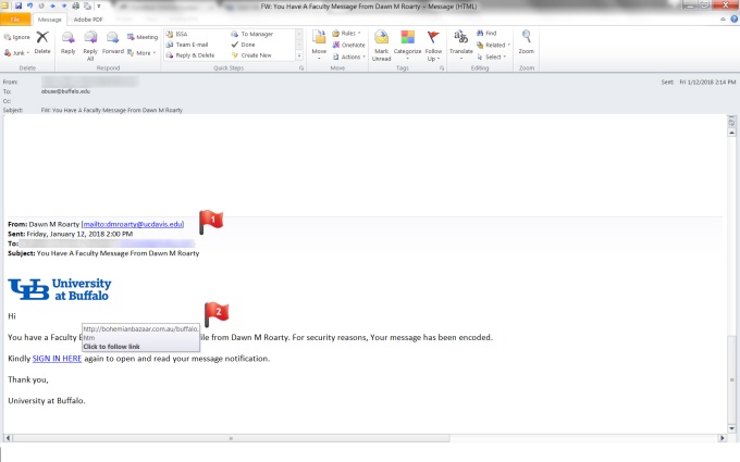Zoom image: Phishing email