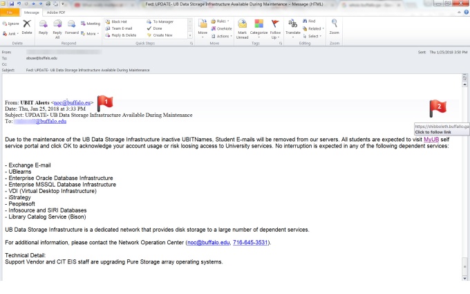 Zoom image: Phishing email