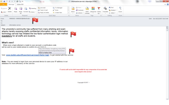 Zoom image: Phishing email