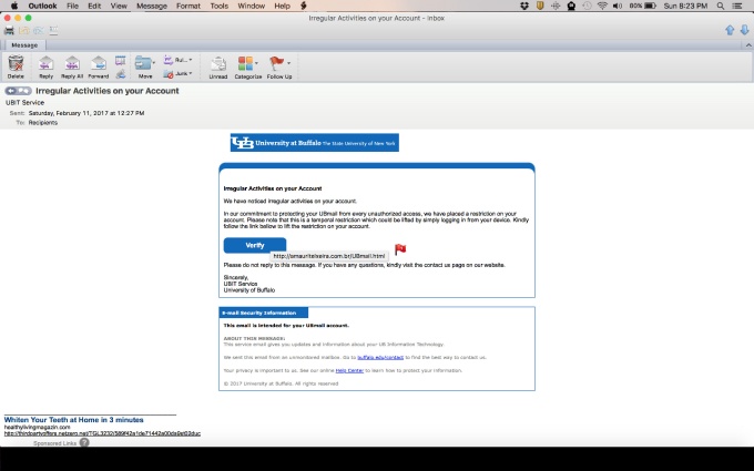 Zoom image: Phishing email