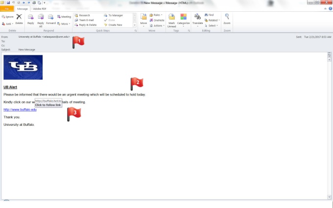 Zoom image: Phishing email