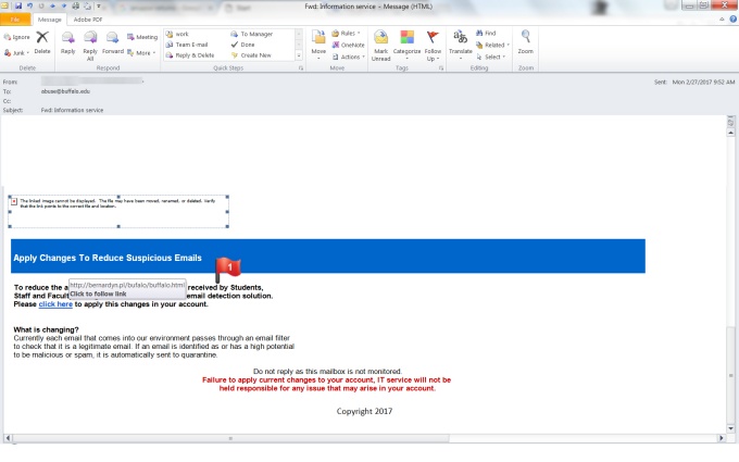 Zoom image: Phishing email