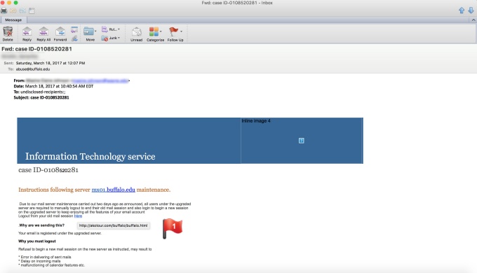 Zoom image: Phishing email