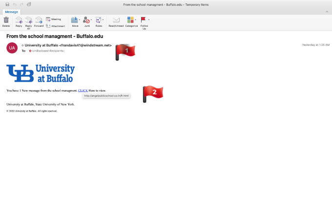 Zoom image: Phishing email