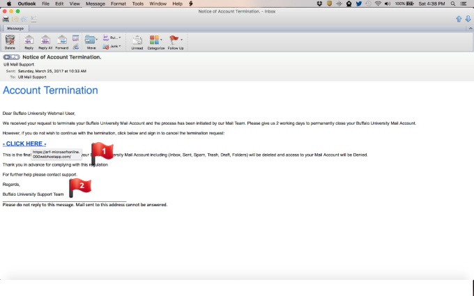 Zoom image: Phishing email