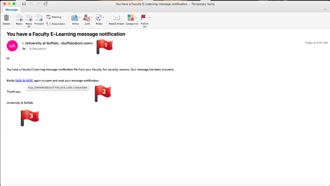 Zoom image: Phishing email