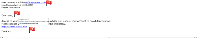 Zoom image: Phishing email