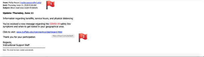 Zoom image: Phishing email