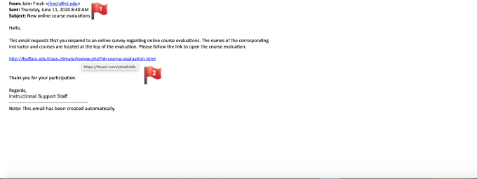 Zoom image: Phishing email