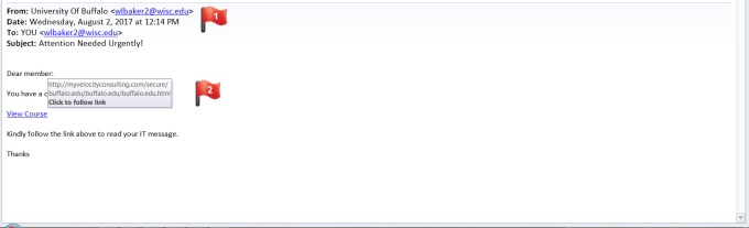Zoom image: Phishing email