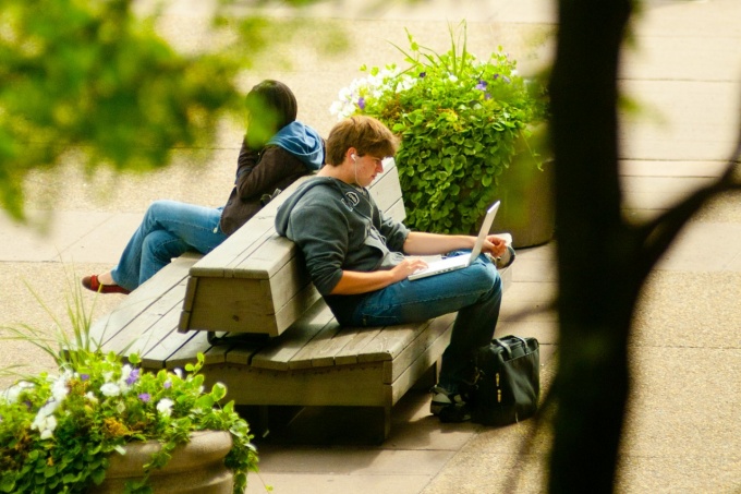 Student on laptop. 