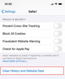 Zoom image: Clear History and Website Data