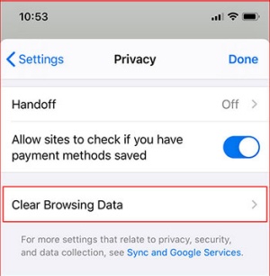 Zoom image: Select Clear Browsing Data