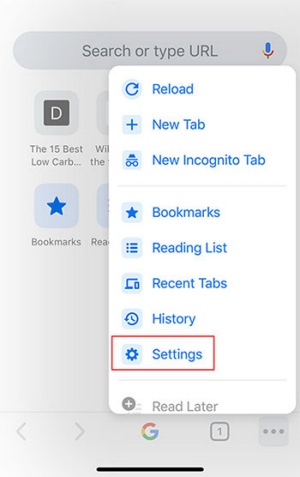 Select More> Settings. 