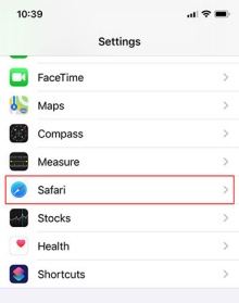 Settings> Safari. 