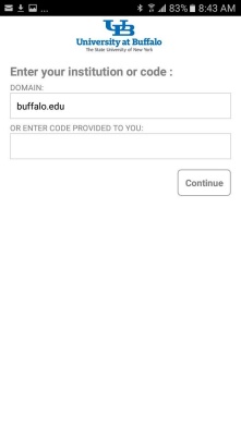 Zoom image: Enter buffalo.edu for domain, then click Continue