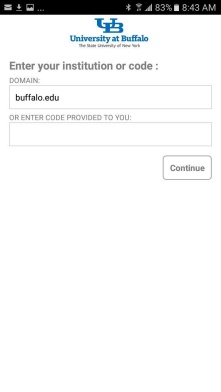 Enter buffalo.edu for domain, then click Continue. 