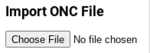 Under Import ONC File, click Choose file and select a file. 