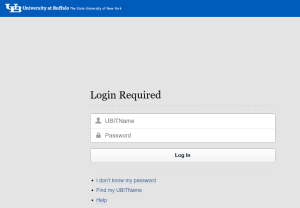Enter your UBITName and UBITName password in their respective fields and click Log in. 