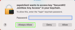 Zoom image: enter your computer password and click Always Allow
