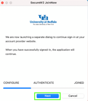 Click Next to go to the next dialog to continue sign in. 