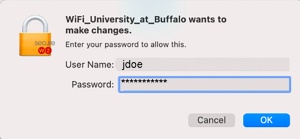 Enter your device's User Name and Password, then click OK. 