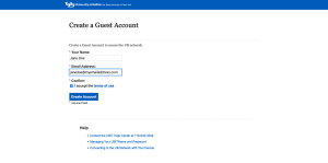Enter your name and email address, accept the terms of use, then click Create account. 