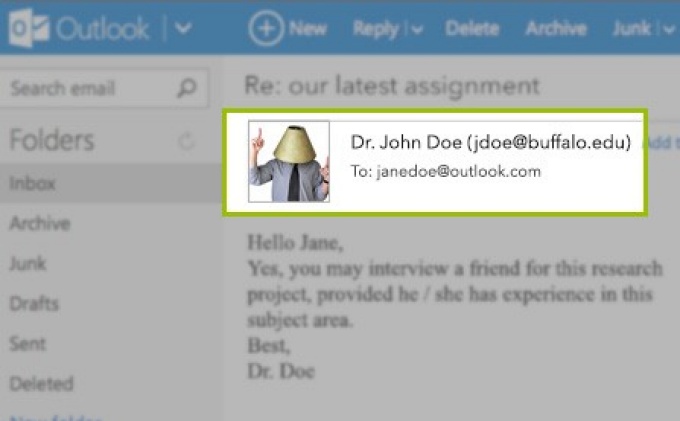 Screenshot of Outlook.com inbox. 
