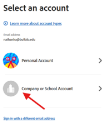 Zoom image: Select Company or School Account