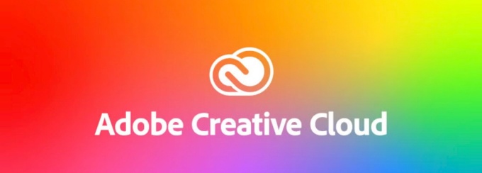 Adobe Creative Cloud logo on a multi-colored field. 