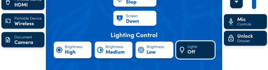 screen and lighting selected. 
