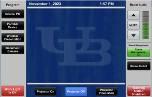 Crestron touch panel screen. 