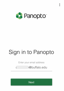 Zoom image: Sign in to Panopto - enter your UB email address and click Next