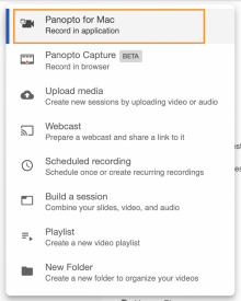 Zoom image: Select Panopto for Mac Record in application