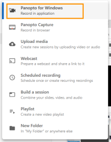 Zoom image: Select Panopto for Windows